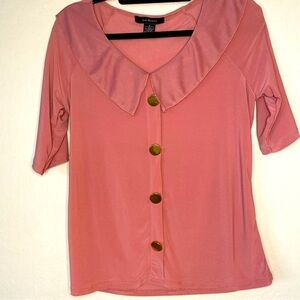 LIZ MCCOY WOMEN'S 3/4 Sleeve Blouse With Gold Buttons Sz S